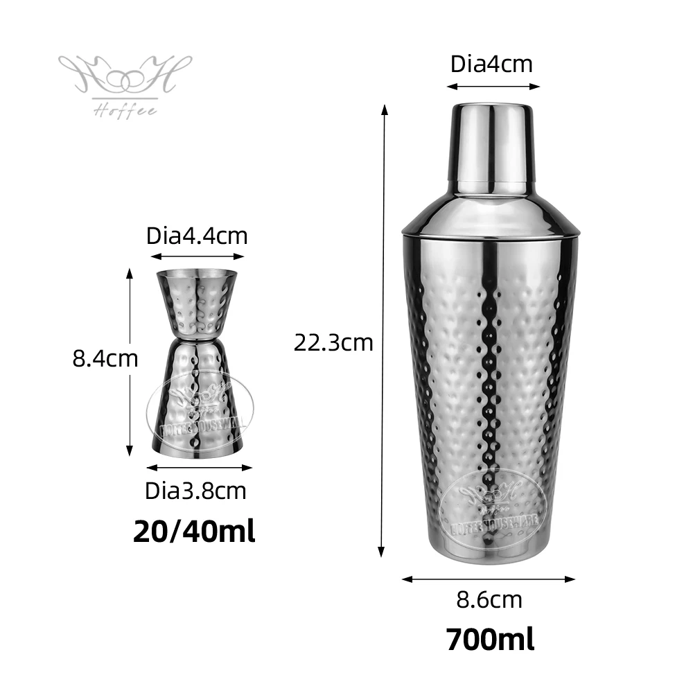 Gold Plated 700ml Bar Cocktail Shaker Set Bartender Drink Mixer Cobbler Cocktail Shaker Kit With 20/40ml Double Jigger