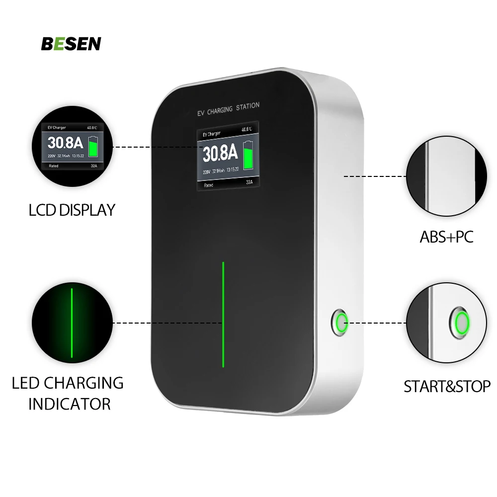 BESEN AC Wireless Fast Three phase 32a 22kw Wallbox Mode 3 Type 2 ev charger for electric vehicles