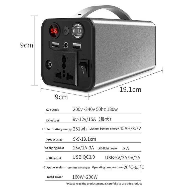 Charging station & power station 110V/220V AC Plug Power Bank 166Wh 45000mAh Outdoor Power supply with QC 3.0 Quick Charge