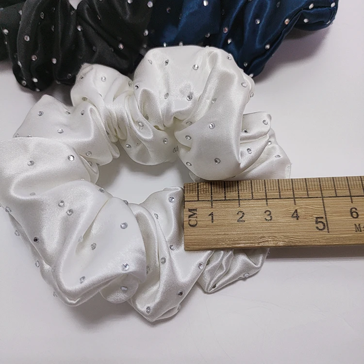Silk Hair Scrunchies With Crystals 22MM New Fashion Design Silk Hair Ring