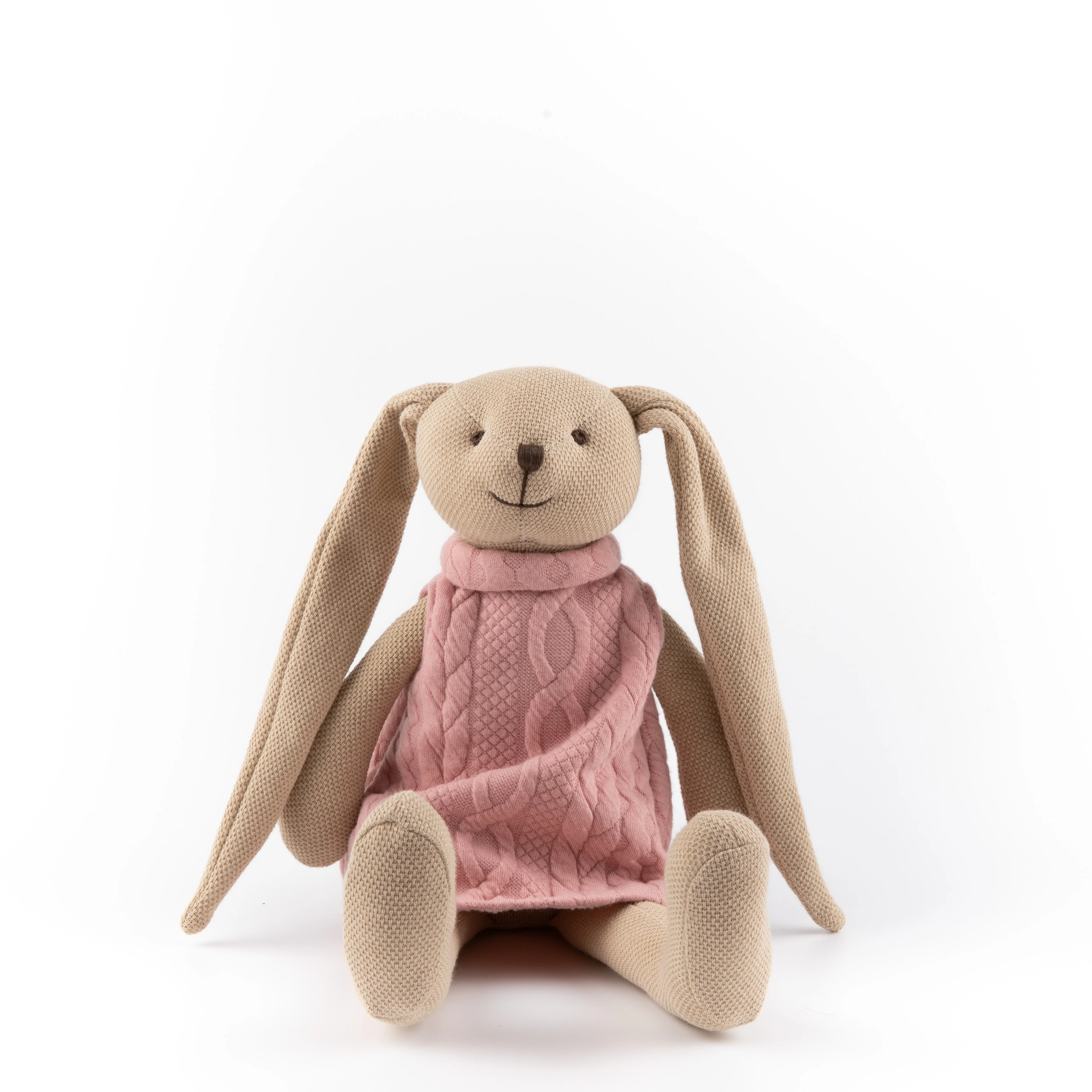 Cotton and hemp dress cute soft long eared rabbit accompany comfort doll