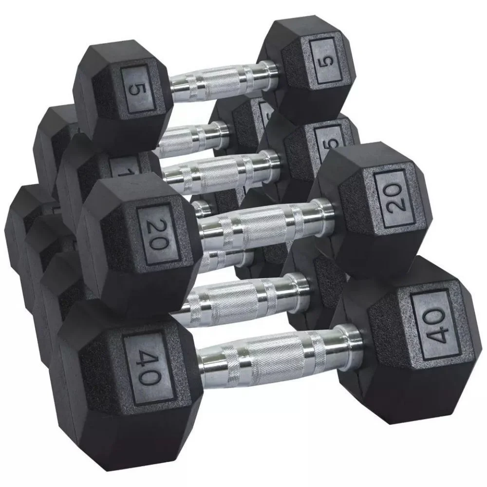 Strength Training Exercise Fitness Hexagon Dumbbells Weight Lifting Rubber Hex Dumbbells Set