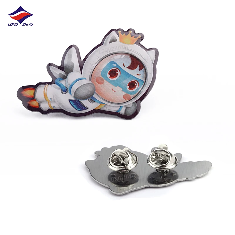 Longzhiyu high quality metal badges maker professional custom uv printed badges pin wholesale cute animal logo pins