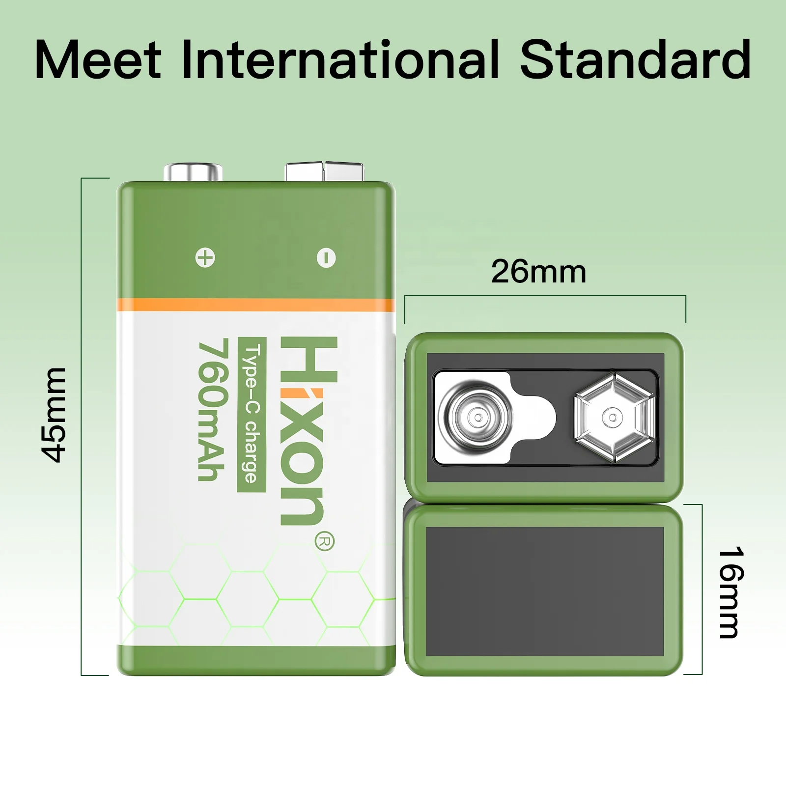 High quality 9V 760mah rechargeable lithium batteries 6F22 usb and type C charge battery 8pcs kit