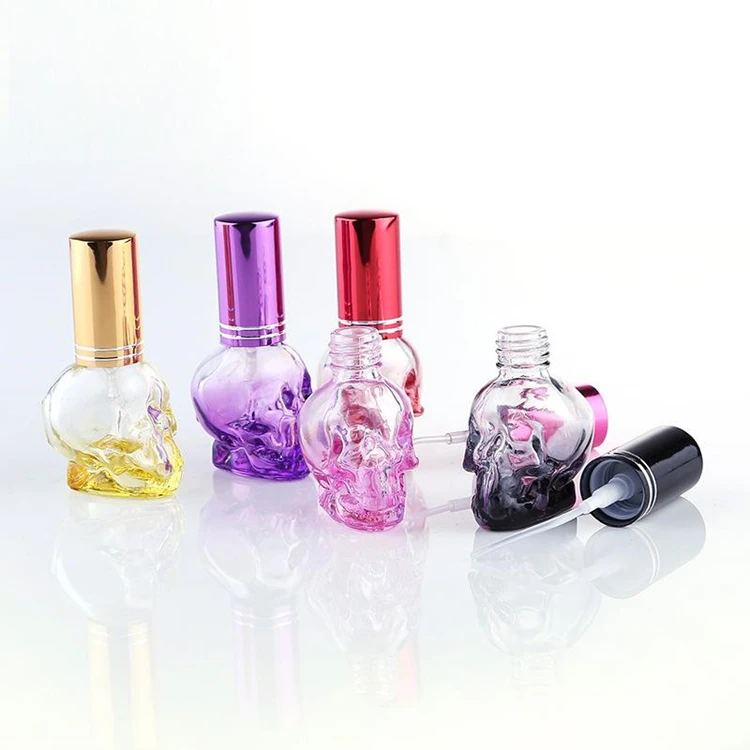 skull perfume bottle glass oil empty bottle gold perfume glass bottle 8ml