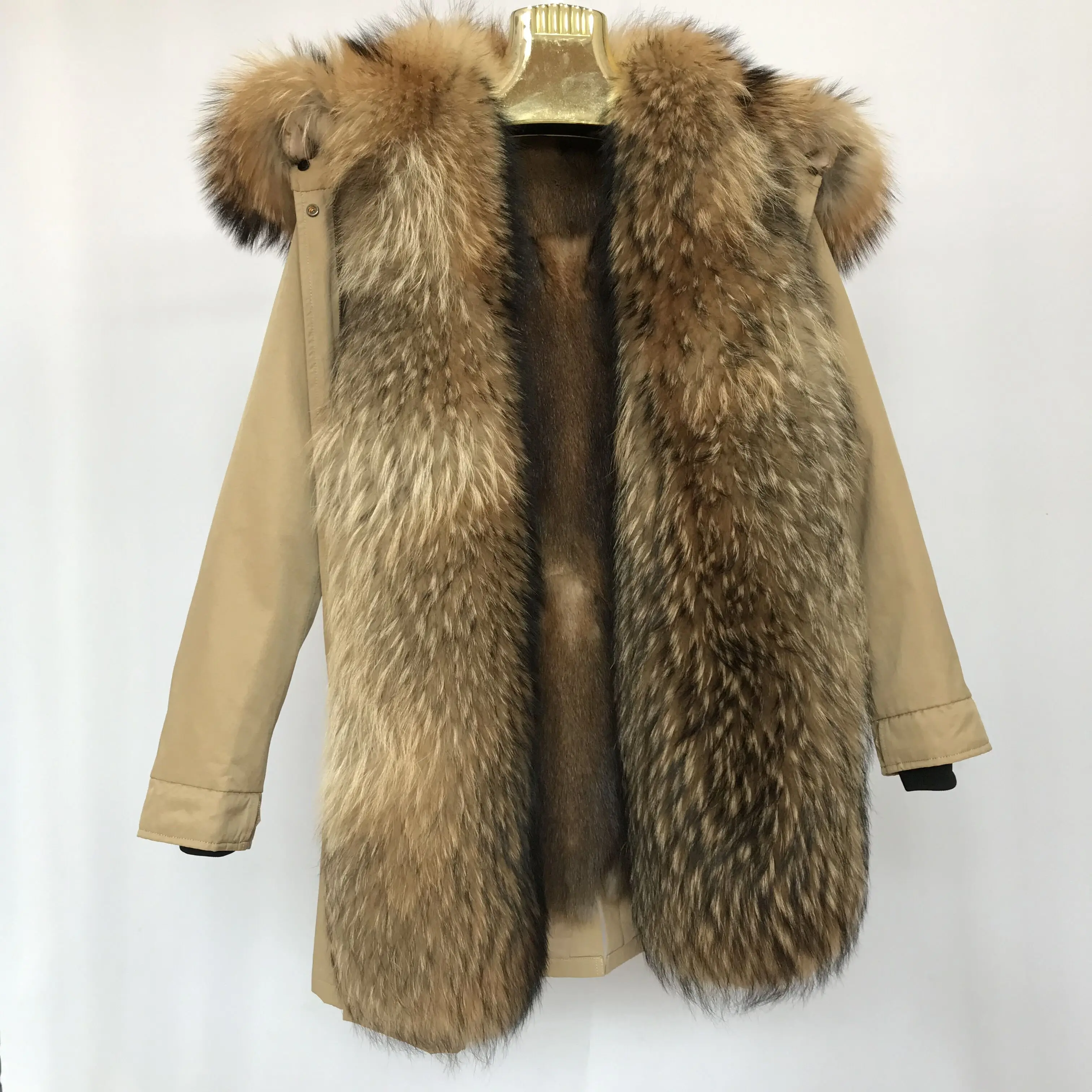 Womens Hooded Real Fur Lined Warm Coats Parkas Anoraks Outwear Winter Long Jackets