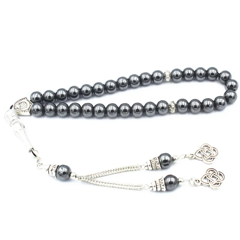 Натуральные бусины из гематита Tasbih 8 мм мусульманский продукт молитвенные исламский четки браслет Adha турецкие ювелирные изделия в подарок