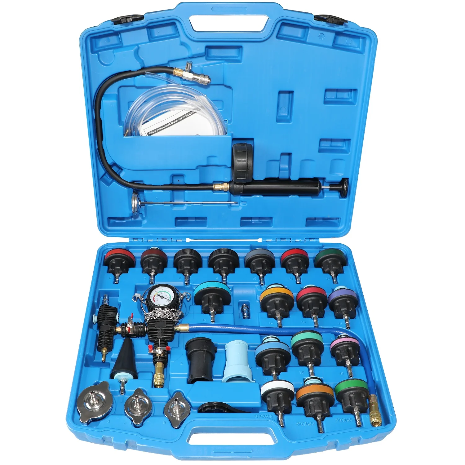 28pcs Universal Radiator Pressure Tester Coolant Pressure Tester kit coolant Vacuum Refill Kit Vacuum Pressure Gauge