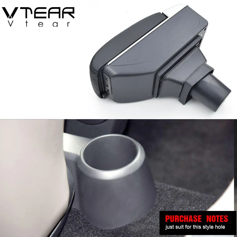 Vtear Armrest USB Charging Heighten Double Layer Storage Box Central Store Content Arm Rest Car Accessories for Chevrolet Spark