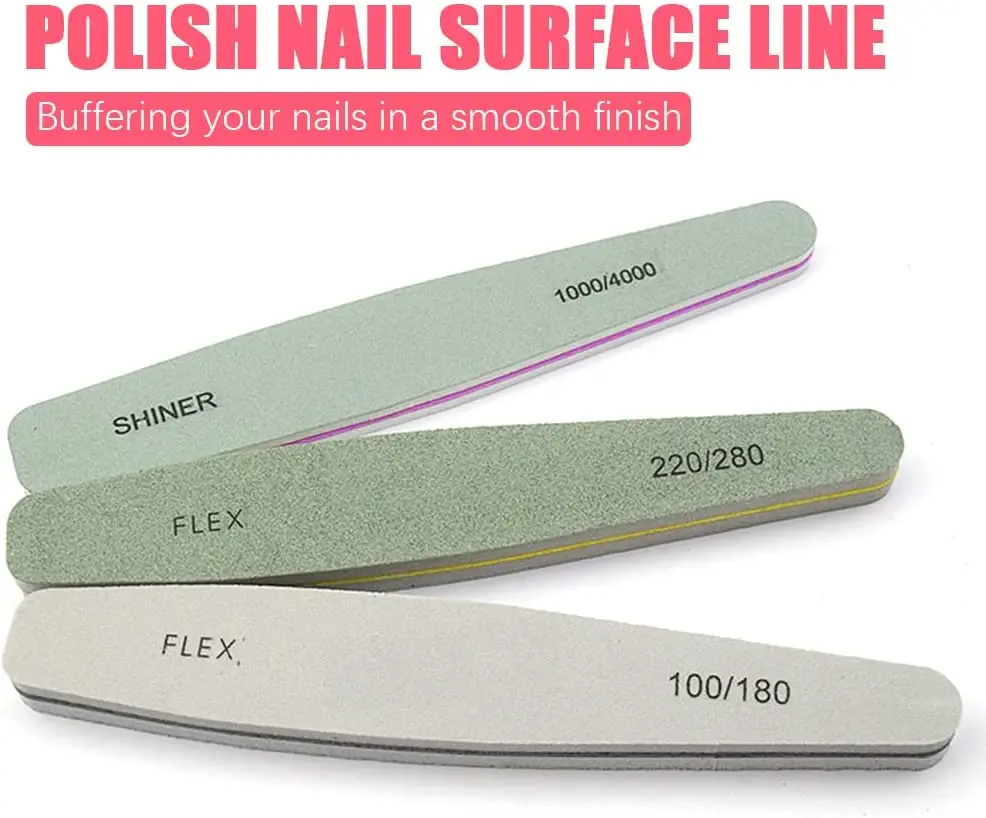 Professional Premium 6 PCS Different Grit Sponge Double Side Nail Emery Board Set for Nail Art