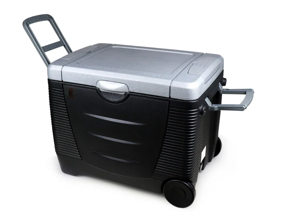 DC12V 45L portable camping travelling cooler box with wheels CE ROHS ERP GS CB hot cold mini fridge camping car fridge