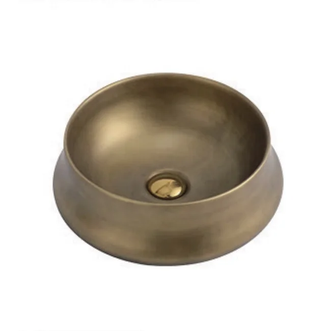 Brass Red Copper Color Popular Oval Design Handmade Royal Bathroom Antique Sink Washin Basin Hot Sale Model Yellow Bronze Modern