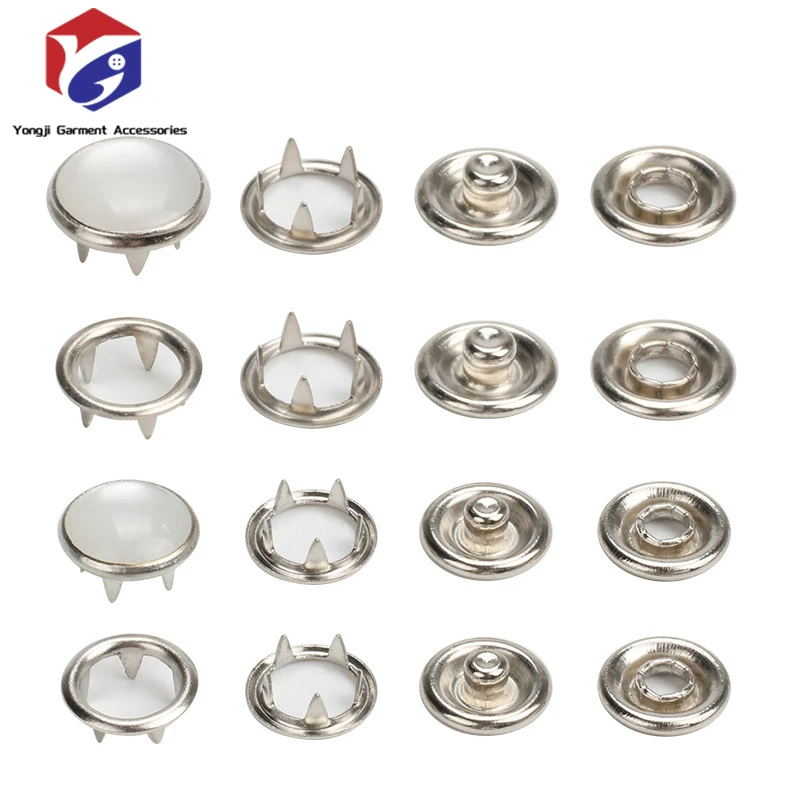 Yongji Hot Sales Factory Pearl Snaps Fasteners Kit 10mm Clothes Ring for Western Shirts Clothes Prong Ring Snaps