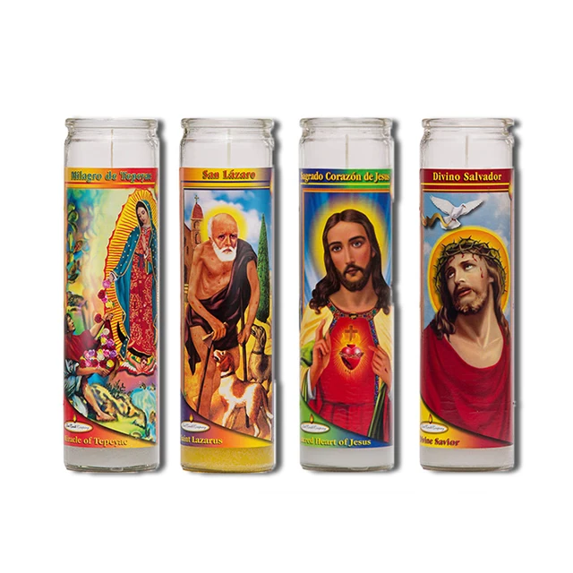 Custom 7 Days Glass Catholic Religious Candles Wholesale for Church