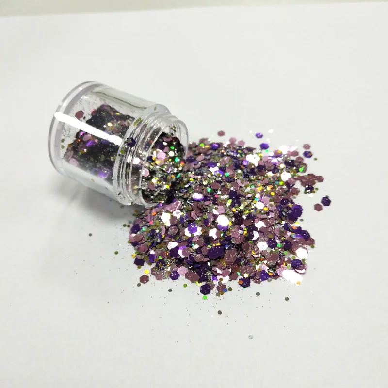 Kingber mixed chunky holographic clear bulk buy glitter flakes set star mix glue for crafting and nails