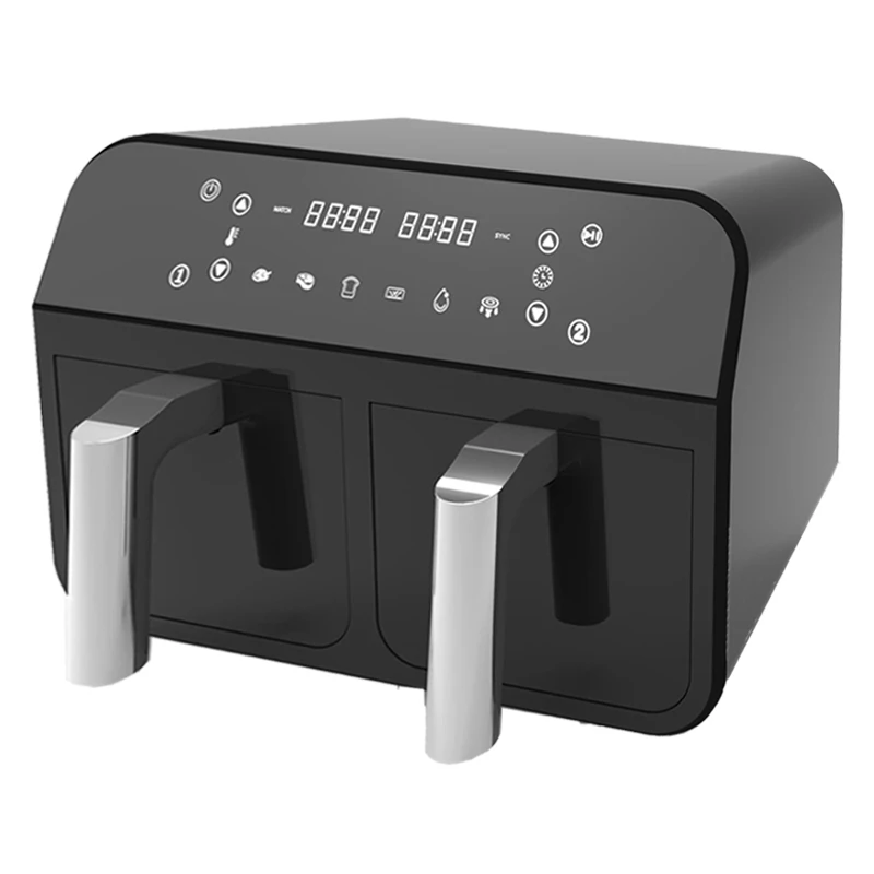 Hot air fryer with dual basket big capacity 10L Deep without oil baking cake /Rotisserie chicken Double Air oven