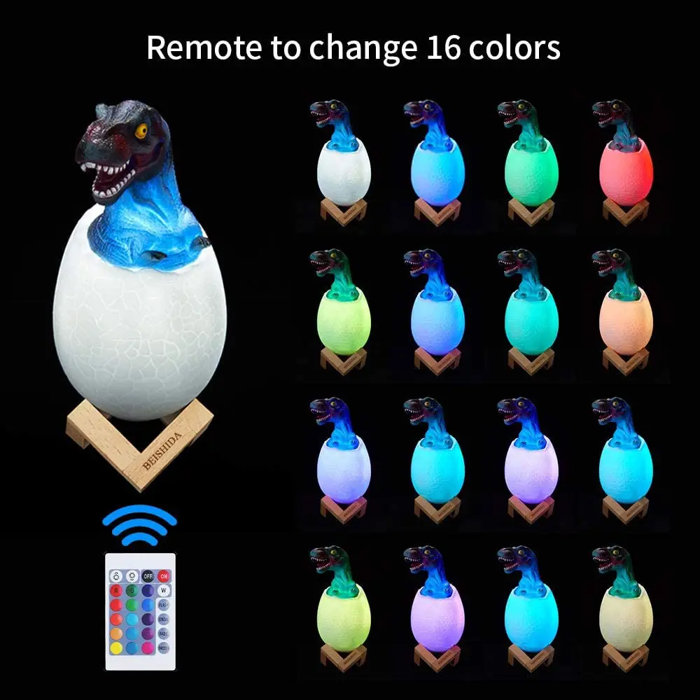 3D Dinosaur Lamp Dinosaur Toys Remote  Touch Control 16 Colors LED Night Lights for Kids
