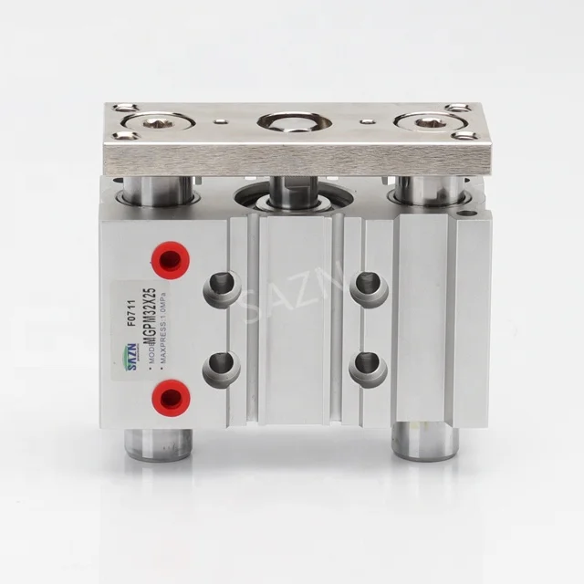 MGPM Series Slide Bearing Three-Shaft Magnetic Compact Air Pneumatic Guided Rod Cylinder