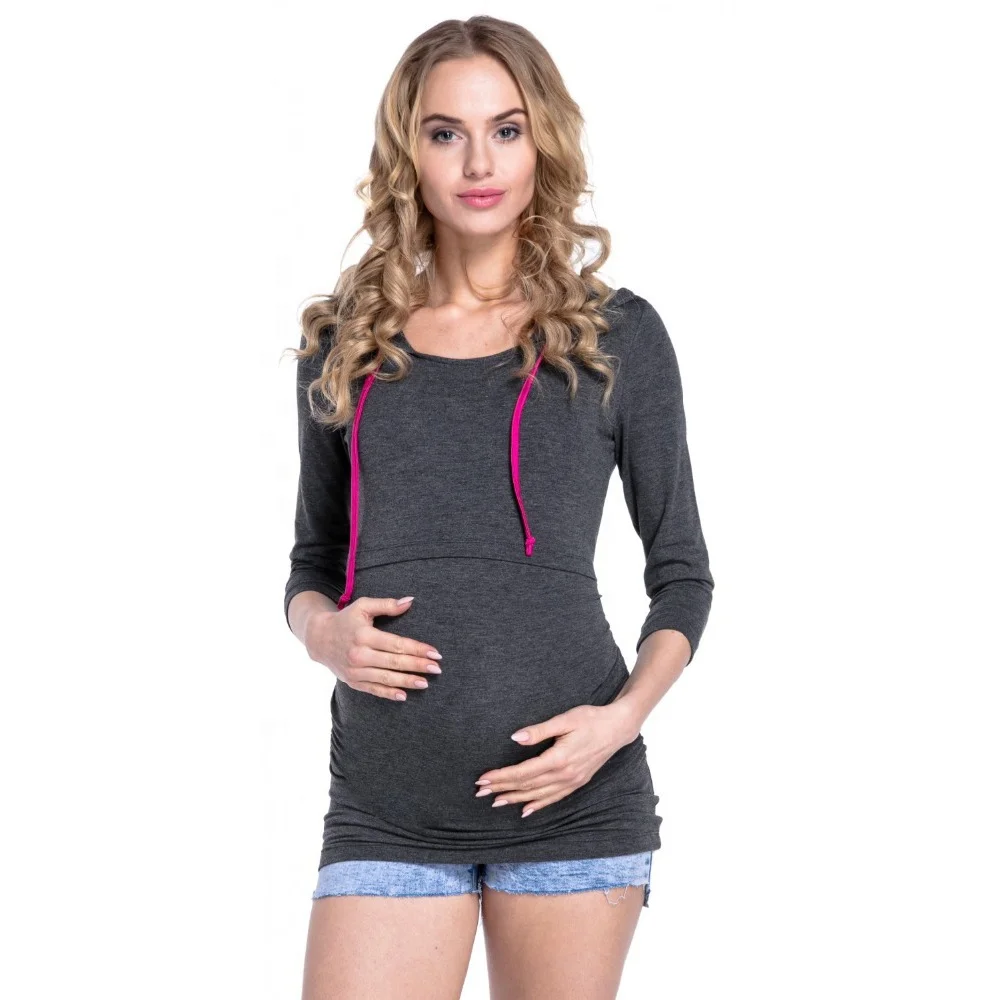 Женская уличная толстовка с капюшоном для кормления, толстовка с длинным рукавом, многослойный Топ, повседневная одежда для грудного вскармливания