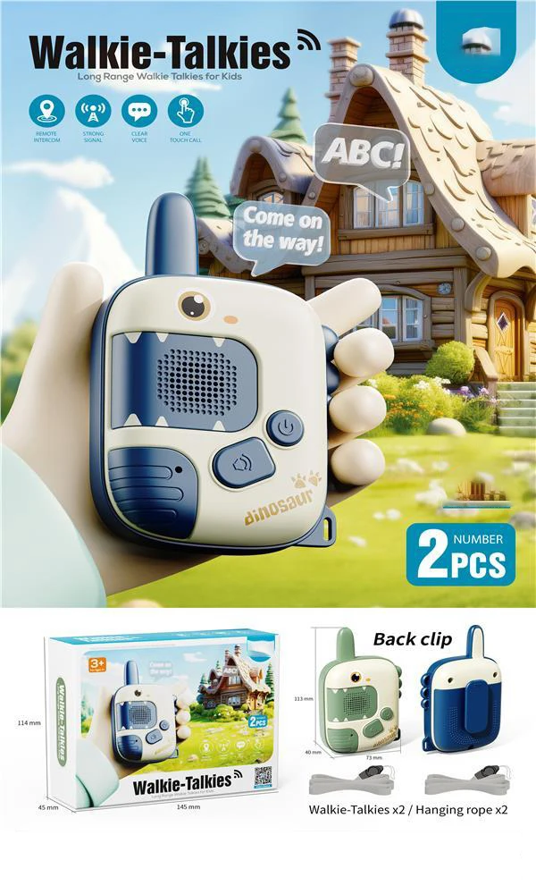 2pcs Kids Dinosaur Walkie Talkie Toy Long Range Mini Handheld Button Interphone Outdoor Wireless Transmission Walkie-talkie Toy