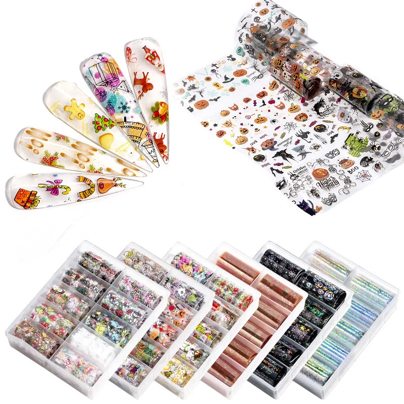 Nail Art Transfer foil Flower Butterfly Lace Marble Nail Foil Kit New Flower Candy Nail Foils Starry Sky Transfer Sticker