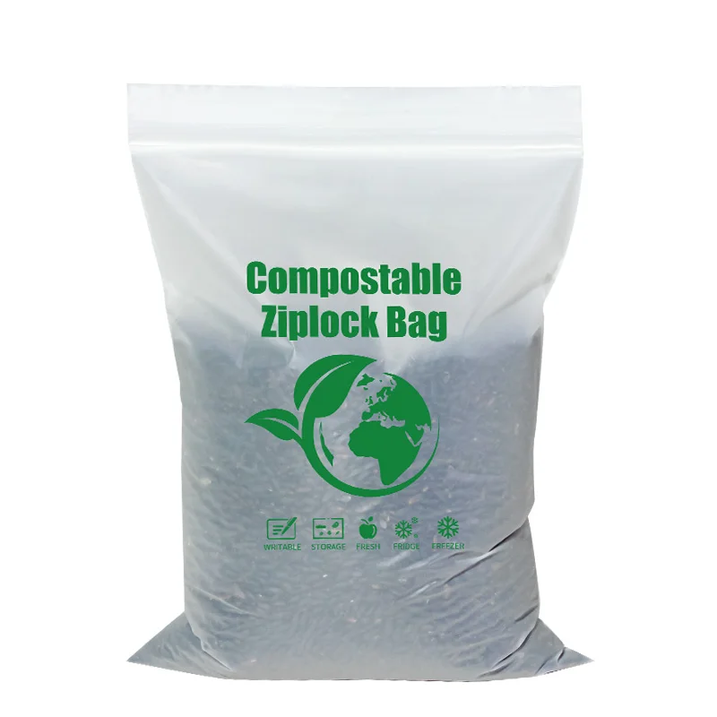 AIUDO Self Seal Compost Zip Lock Corn Starch Bio Plastic Ziplock Pouch Packaging 100 Compostable Food Storage Bags
