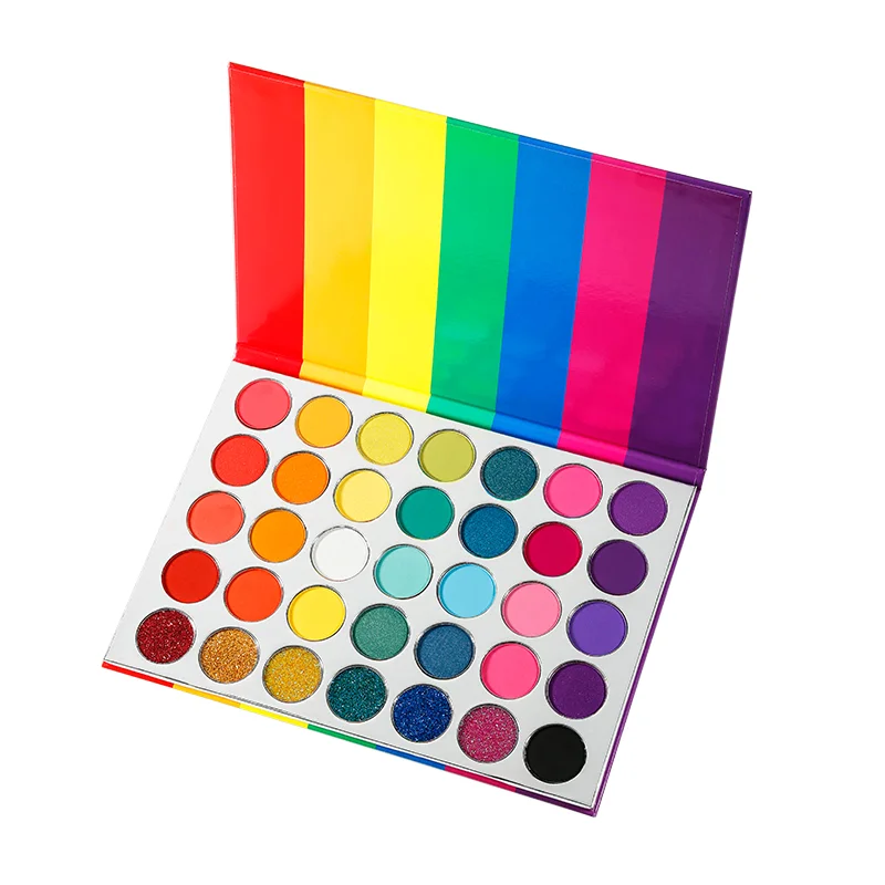 Private label custom logo eye makeup 35 color eyeshadow palette wholesale cosmetics rainbow eye shadow pallet customized