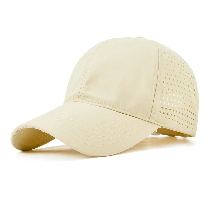 Breathable quick dry waterproof nylon golf performance perforated laser cut drilled hole high quality sport dad hats