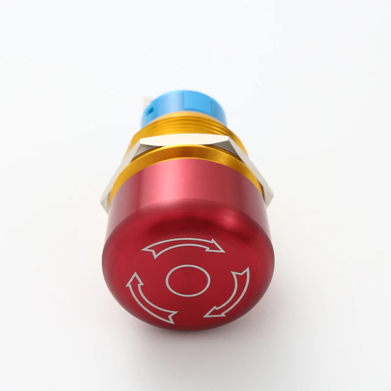 ELEWIND 22mm aluminium alloy metal Pin terminal Emergency push button stop  switch Microswitch Gold-plated button  PM222F-11TSB