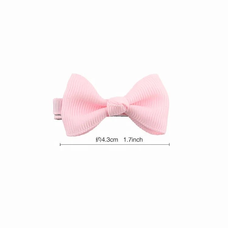 20 pcs 2' Baby Girls Fully Lined Grosgrain Boutique Solid Color Ribbon Mini Hair Bows Clips for Teens Infants Kids Toddlers