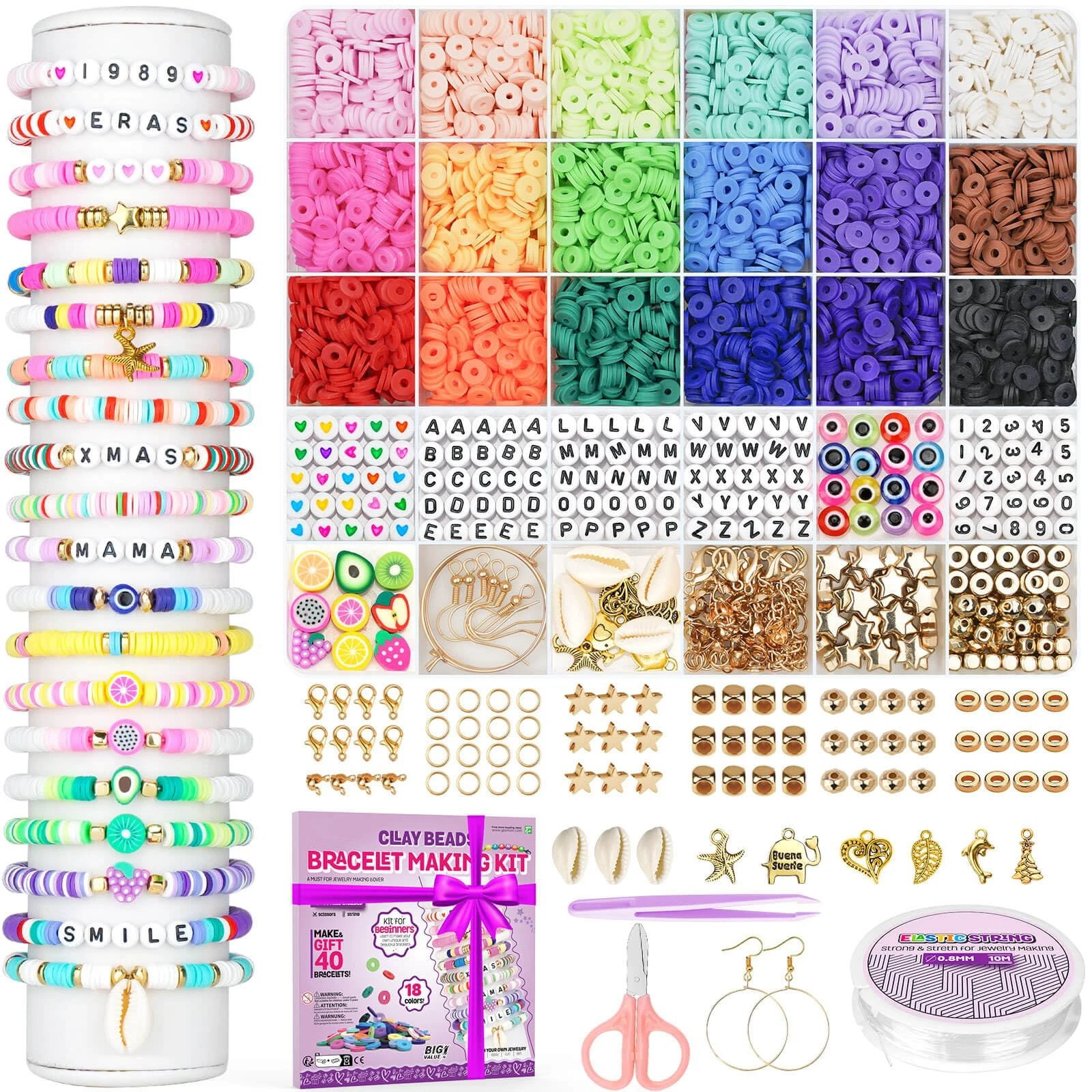 New Arrival Kids Polymer Clay Beads Set Heart Charm Letter Beads Set Bracelets Accessories Kit For Necklace Jewelry Craft Making