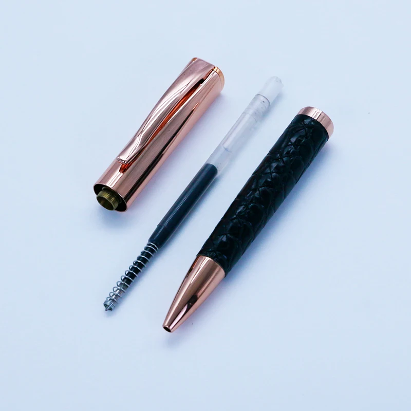 Eacajess Factory Wholesale High-grade Luxury Metal Roller Pen PU Leather Metal Ballpoint Pen Gift Box Custom Pens With Logo