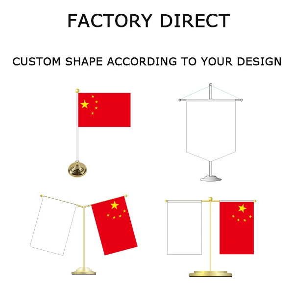 Manufacturer Cheap Price German American Table flag Custom All Countries Desk Stand Table Top Flags with Pole and Pole Holder