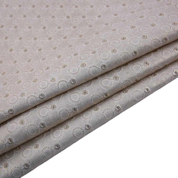 White soft woven plain lurex foil cotton dress embroidered fabric by the yard for garment