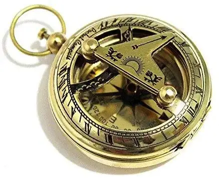 Brass Compass Push Button Locket Sundial With Leather Case Pocket Nautical Vintage Compass at Reasonable Price