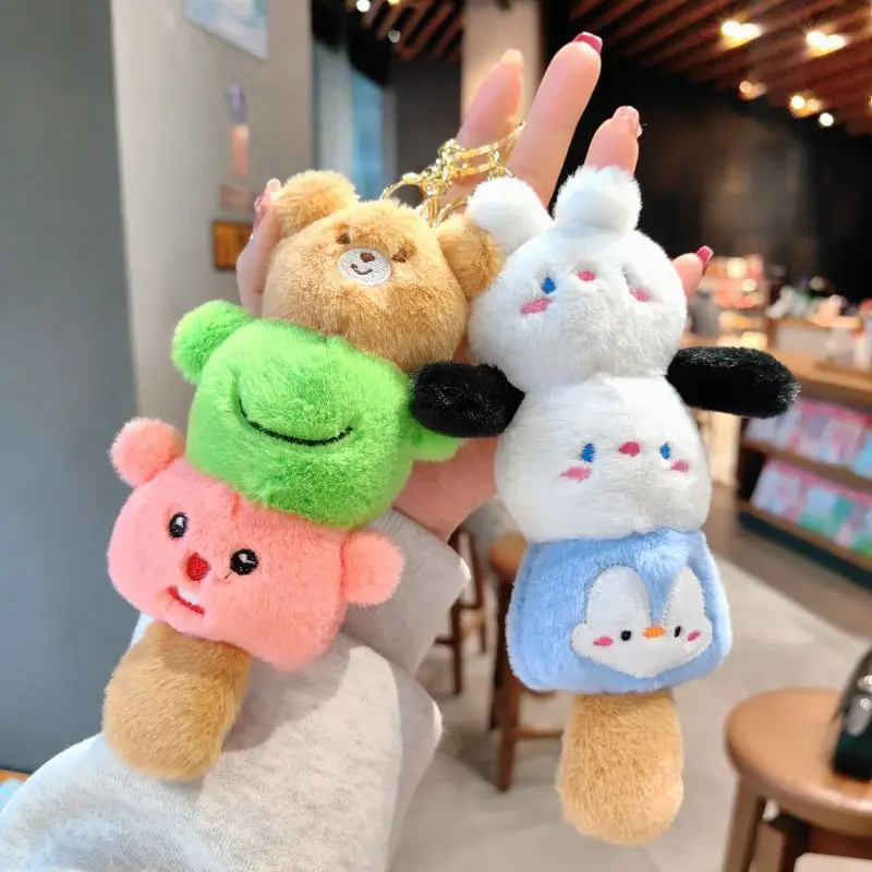 Hecion 2024 New Creative Cute Doll Jenga Keychain Plush Toy Pendant Car Key Chain Bag Pendant Small Gift