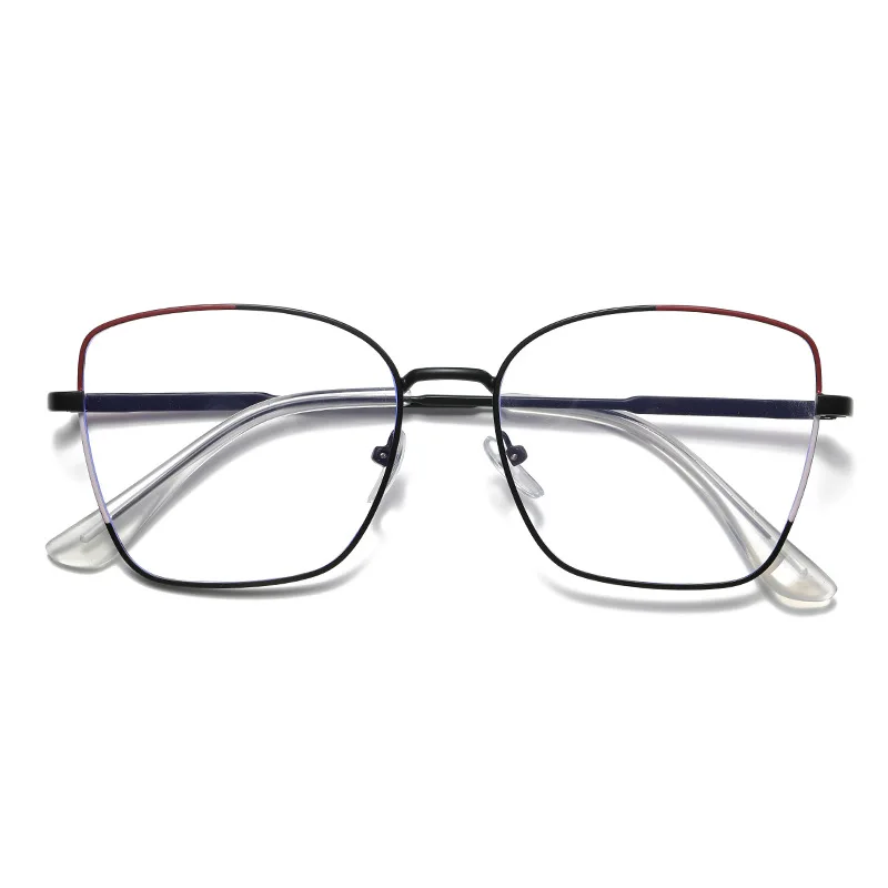 2023 Fashion Glasses Custom Logo Female Square Frame Glasses Frame Trend Color Matching Anti Blue Light Glasses Metal Frame