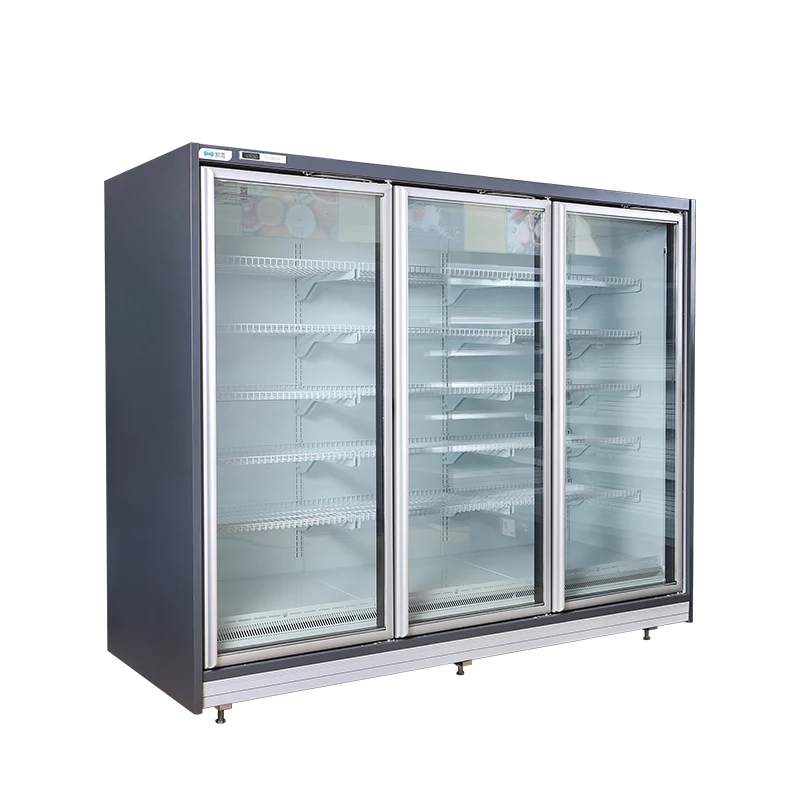 Upright 4 glass door commercial refrigerator for supermarket