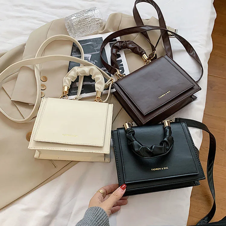 Top Handle Designer Ladies Pure Bag Solid Color Pu Leather Crossbody Handbags For Women