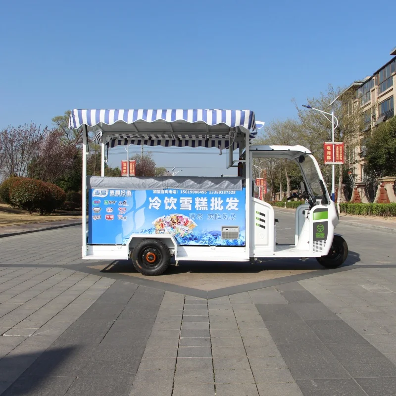 China Manufacturer Mobile Food Trailer Refrigerator Ice Cream Truck Electric Tricycle