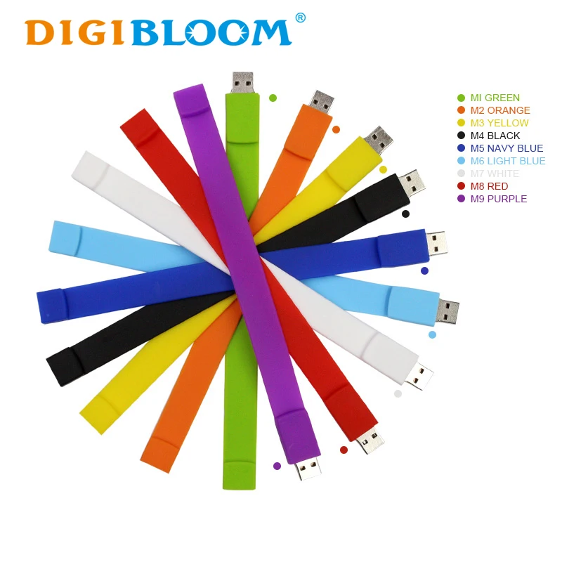 Custom Silicon Wristband Pen Drive 128mb 256mb 512mb 1GB 4GB 8GB 16gb 64mb bracelet USB Disk 2.0 3.0 OEM Rubber USB Flash Drive