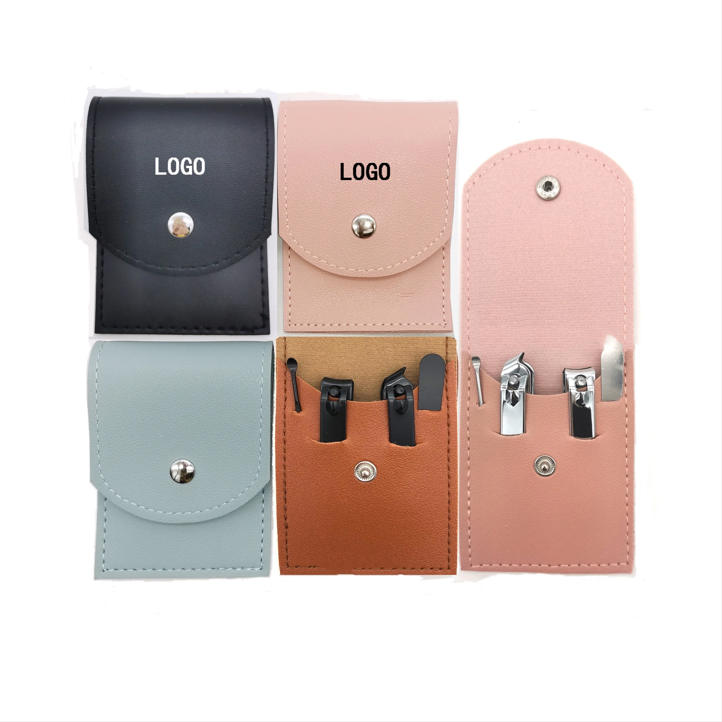 4pcs Mini Black Silver Stainless Steel Nail Clippers Professional Travel Manicure Pedicure Tools Set for DIY & Decoration