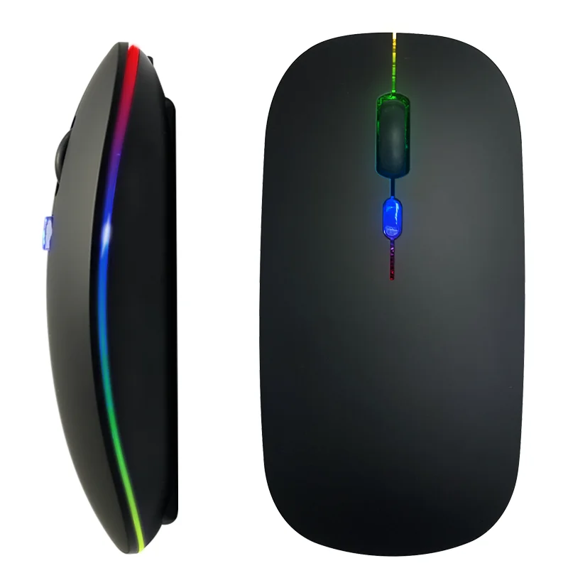 2022 New Ultra-thin Mini Wireless Mouse Silent Mute Rechargeable Led Colorful Lights Computer Mouse