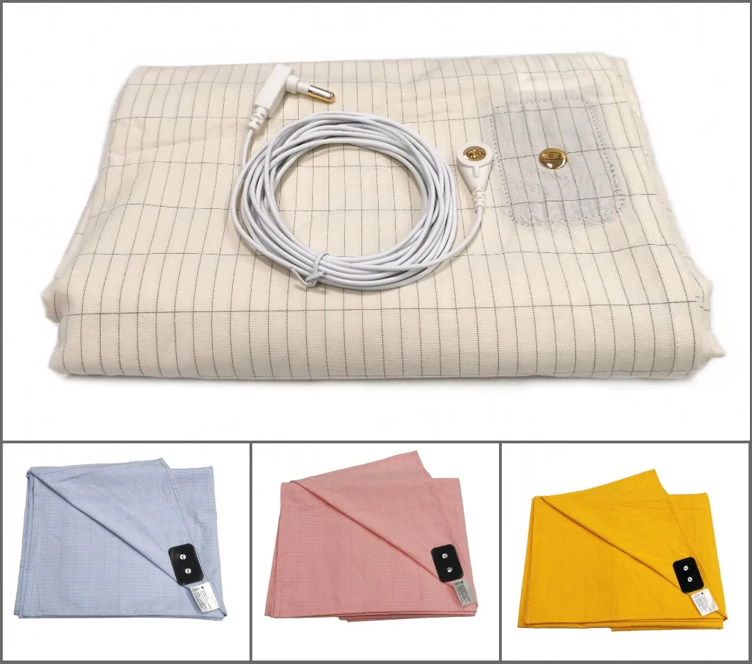 Organic Cotton Fitted Grounding Sheets With Conductive Silver Grounding Cord King Queen Size For Better Sleep Native Health