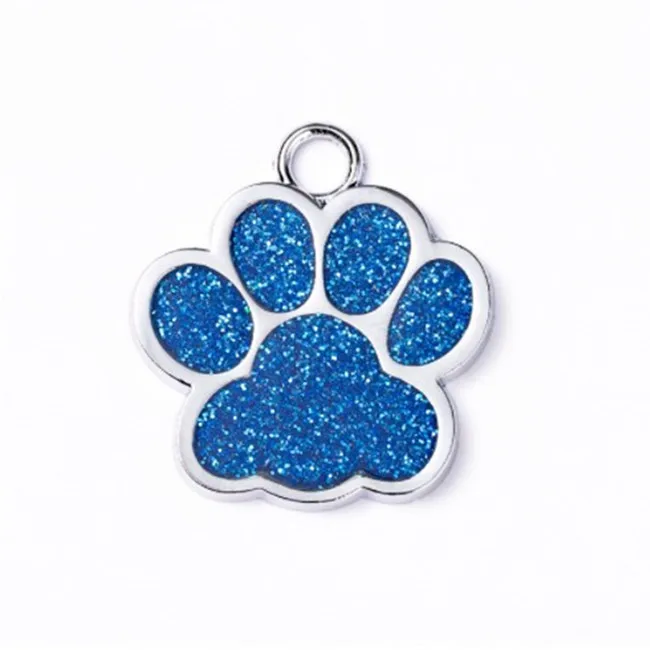 metal pet tag zinc alloy identity card flash powder footprint lettering dog tag paw keychain