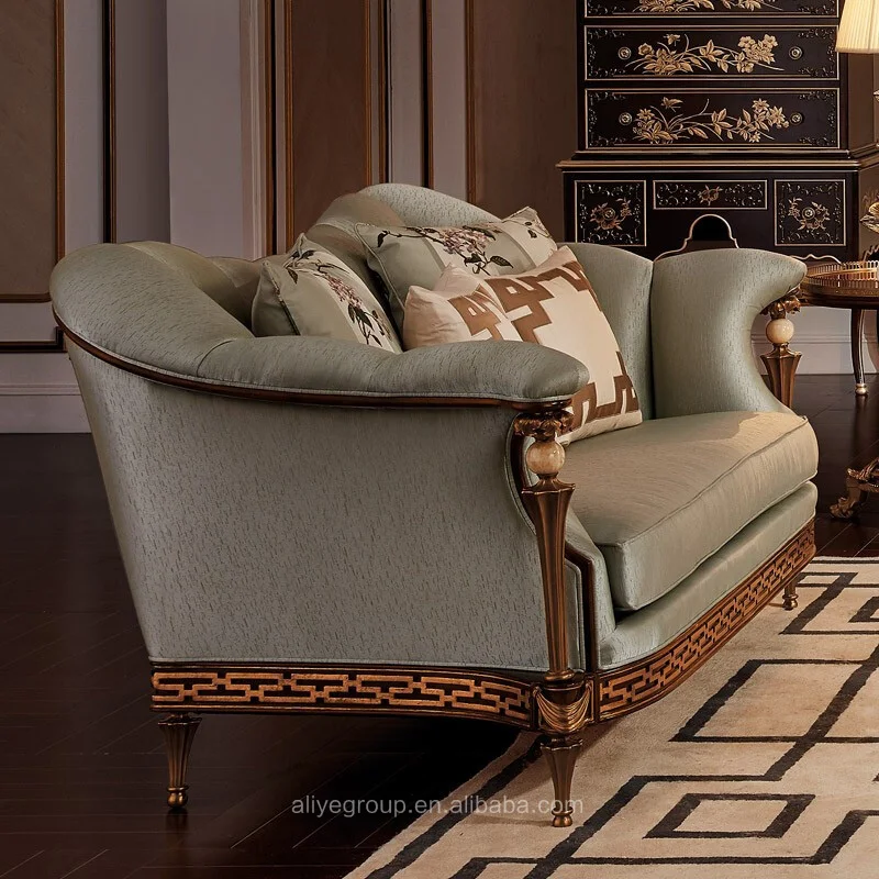 Роскошный домашний высококачественный итальянский дизайн классический стиль Роскошный Одноместный шезлонг для отдыха красный бархатный диван и кофейный столик
