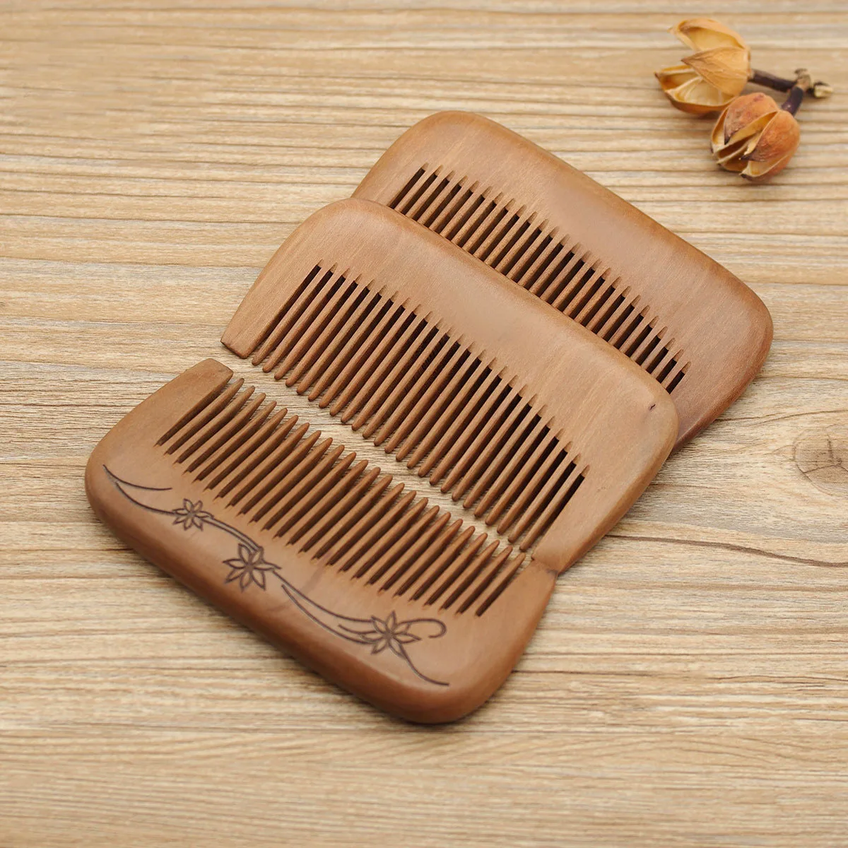 Custom Peach Wood Hair Comb Wholesale Wide Tooth Peach Wood Combs Hair Comb