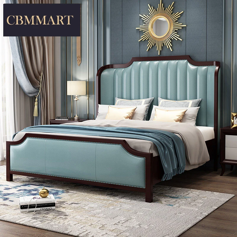 Hot Sell Luxury Design Solid Wood  Bed Room Furniture King Size Queen Size Bed