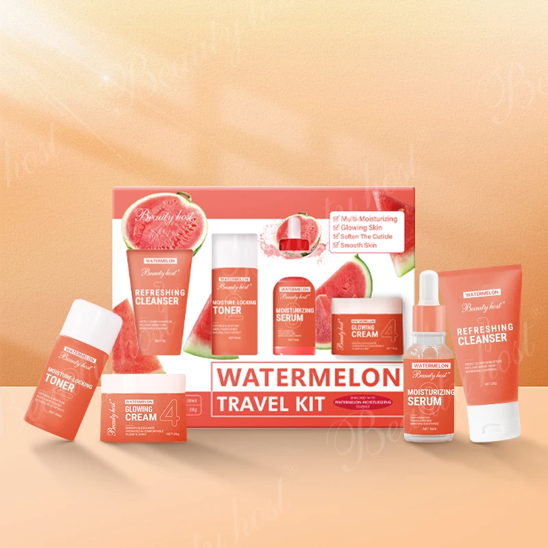 4PCS Rose Watermelon Pomegranate Gift Set for Teenage Girls,  Hydrating Facial Kit With Cleanser, Toner, Face Serum, Face Cream