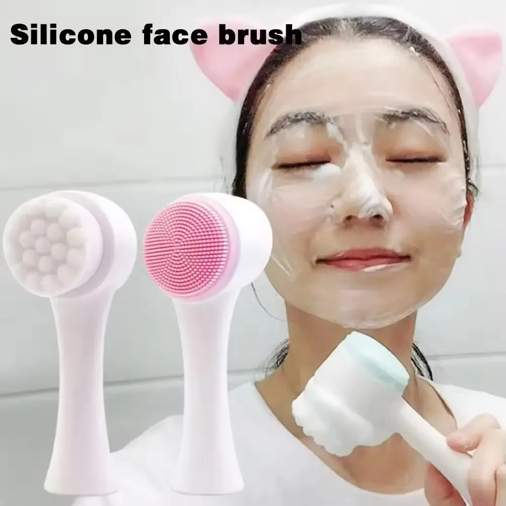 Double-sided face cleansing brush Brand easy carry soft hair facial deep cleaning brush Facial Brush